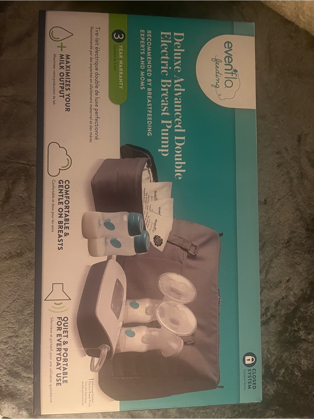 Evenflo Deluxe Advanced Double Electric Breast Pump - Teal/Gray